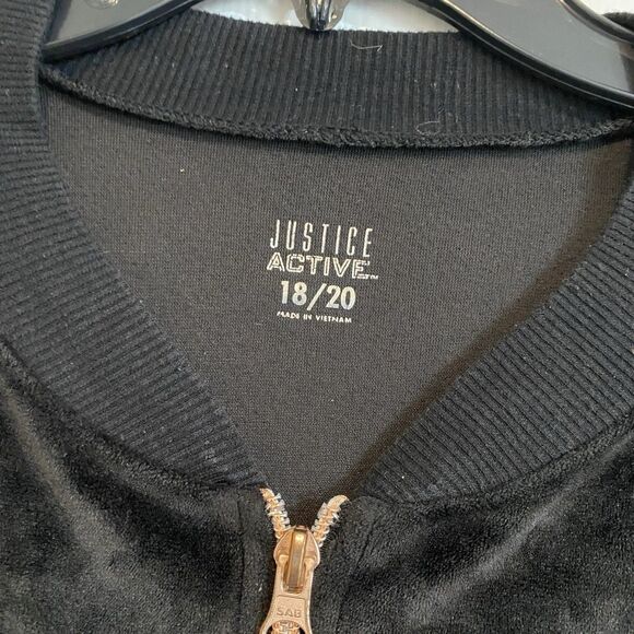 Justice Active Girls Jacket Velour Sequin Zipper Black And Copper size 18-20 - Picture 3 of 8